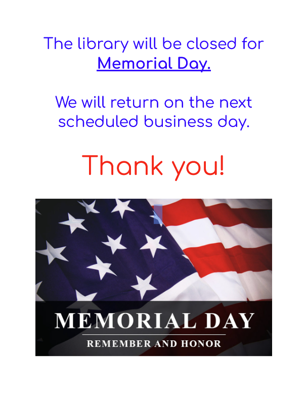 closed for Memorial Day