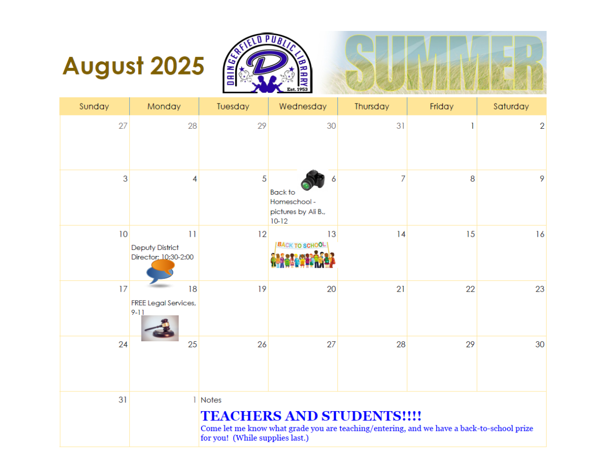 events hosted at the library in the month of August